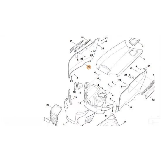 STIHL  pokrywa silnika, część boczna, str. prawa 6170 706 9815